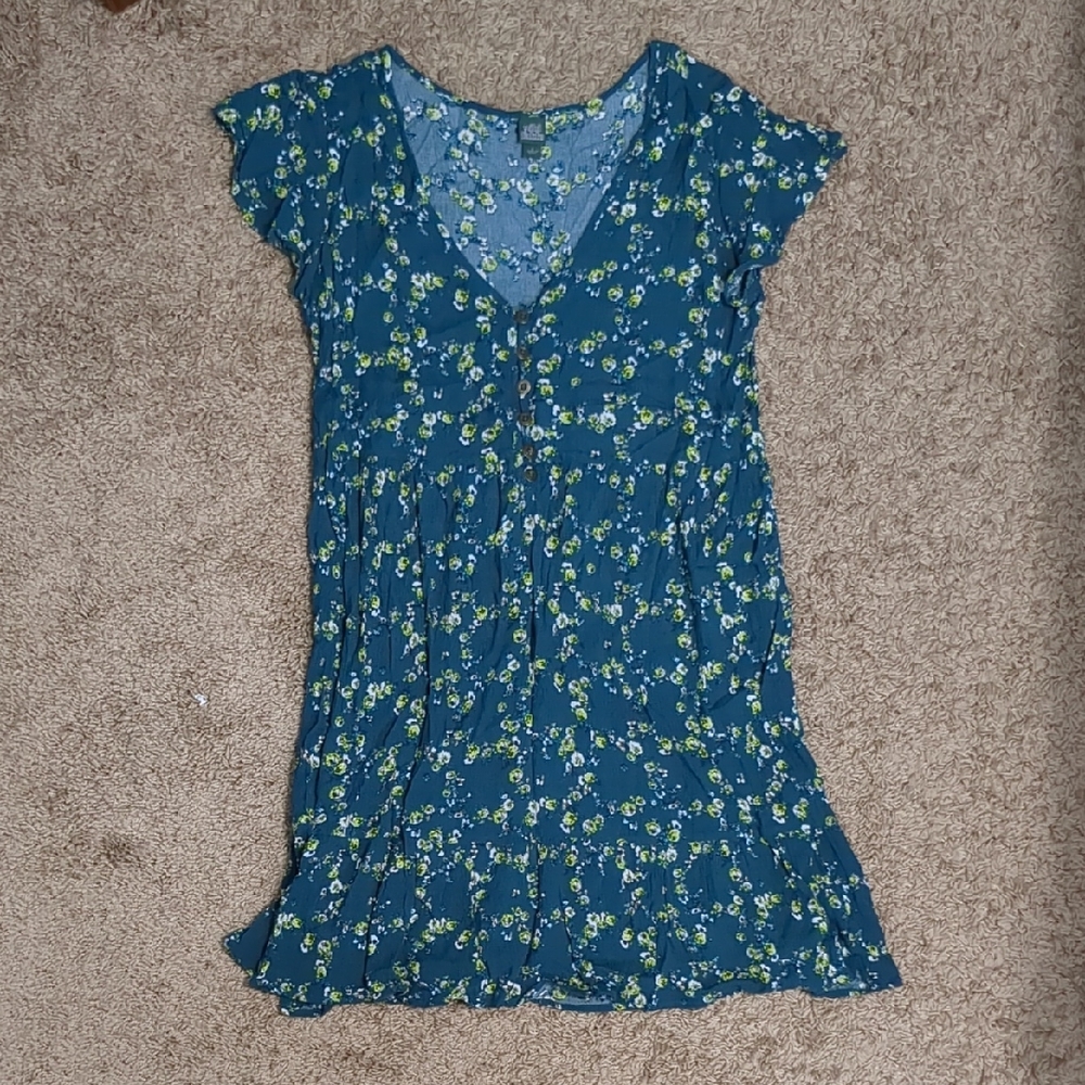 Wild Fable S Floral Blue And Green Mini Dress